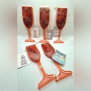 Urban Outfitters glitter champagne glasses pink ornaments NWT